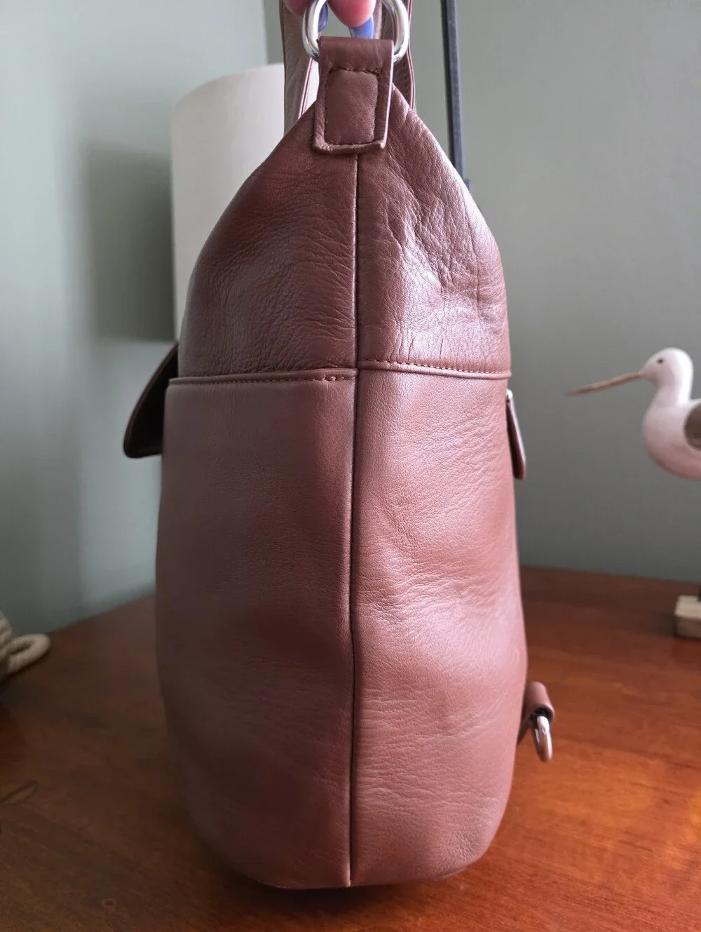 Lily Jade Madeline Convertible Leather Diaper Bag Brown Backpack Tote